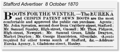 Stafford Advertiser  8 October 1870